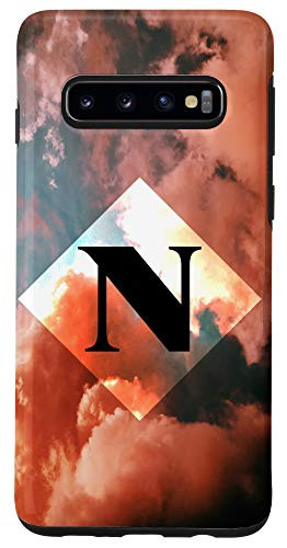 Galaxy S10 Pink Clouds Diamond Monogram Capital Letter N Case