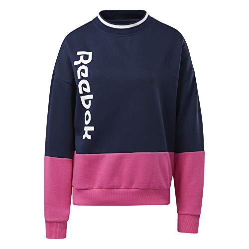 Reebok Training Essentials Linear Logo Crewneck Sweatshirt  Vector Navy Pink White  XS