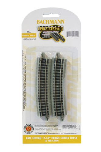 Bachmann Industries Half Section 15.50inch  Radius Curved Track -6 Card- Snap Fit E-Z Track  N Scale