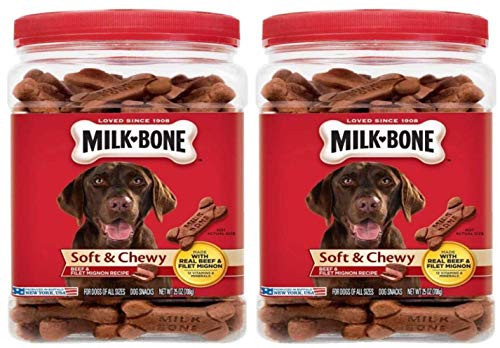 Milk-Bone Soft  and  Chewy Dog Treats  Beef  and  Filet Mignon  25 Ounce Jar -Pack of 2-