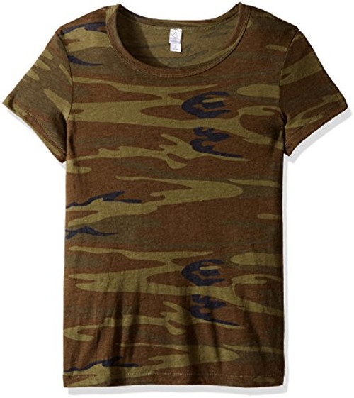 Alternative Women_s Ideal Short Sleeve Crew Neck Tee  Camouflage Green  XS