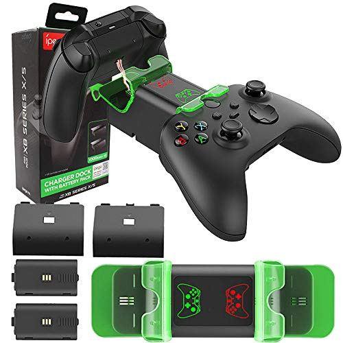 Dual Controller Charger Station for Xbox Series X-S Controllers  Dual Type-C Controller Charger Base with LED Indicator  with 2 x 1400mAh Rechargeable Batteries and Battery Cover
