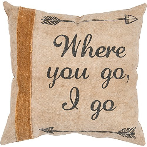 Primitives by Kathy Canvas Distressed Throw Pillow, 14-Inch Square, Go