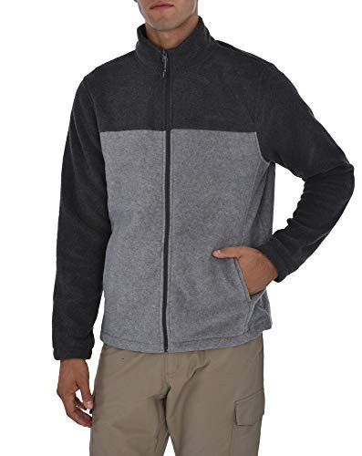 Swiss Alps Mens Full Zip Performance Polar Fleece Jacket Sweatshirt with Pockets  Light Grey Charcoal Grey  Medium