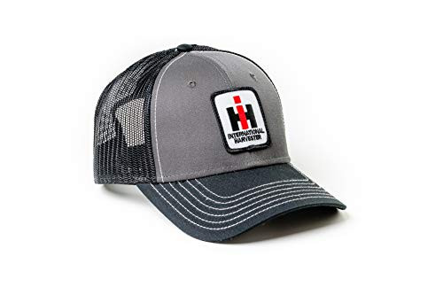 J and D Productions International Harvester IH Logo Hat  Gray with Black Brim and Mesh Back