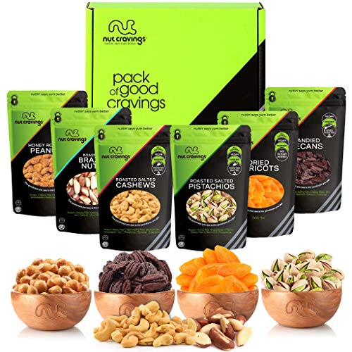 Valentines Day Gourmet Dried Fruit  and  Nut Gift Basket  Green Box -6 Bags- - Food Arrangement Platter  Care Package Variety  Prime Birthday Assortment  Healthy Kosher Snack Tray for Women  Men  Adults