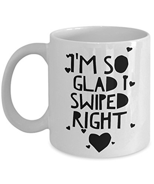 She Swiped Right Mug I'm Glad I Swiped Right Mug New Boyfriend Gifts New Girlfriend Gifts I'm So Glad I Swiped Right Mug Ceramic Coffee Cup New Relationship Gifts Valentine's Day Gifts