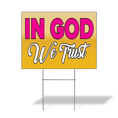 Plastic Weatherproof Yard Sign Christian in God We Trust Yellow for Sale Sign One Side 18inx12in Plastic Weatherproof Yard Sign Christian in God We Trust Yellow for Sale Sign One Side 18inx12in