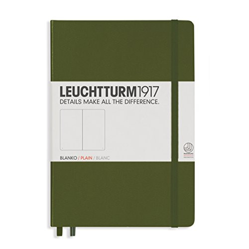 Leuchtturm1917 Medium Hardcover Notebook, 5.75 X 8.25 inches, 249 Blank Pages, Army (348104)