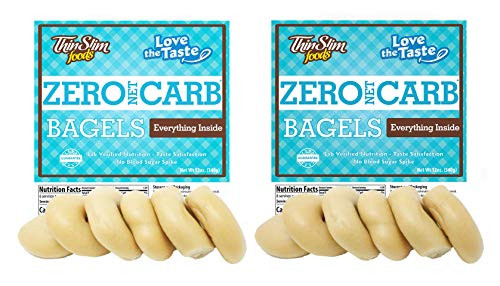 ThinSlim Foods Keto Low Carb Bagels - Everything  2 Pack -6 Bagels Each-