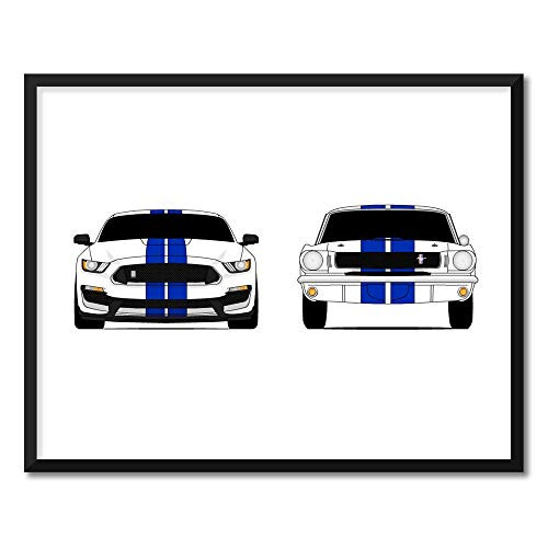 CUSTOMIZABLE COLOR Mustang Shelby GT350 Generations Inspired Poster Print Wall Art of the New and Classic GT350 Ford S1 CUSTOMIZABLE COLOR Mustang Shelby GT350 Generations Inspired Poster Print Wall Art of the New and Classic GT350 Ford S1