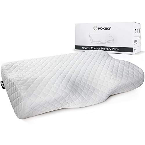 HOKEKI Contour Memory Foam Pillow Neck Pain Support  Neck Pillows for Pain Relief Sleeping  Ergonomic Cervical Pillow  Sleep Orthopedic Pillow with Pillowcase for Side  Back  Stomach Sleepers