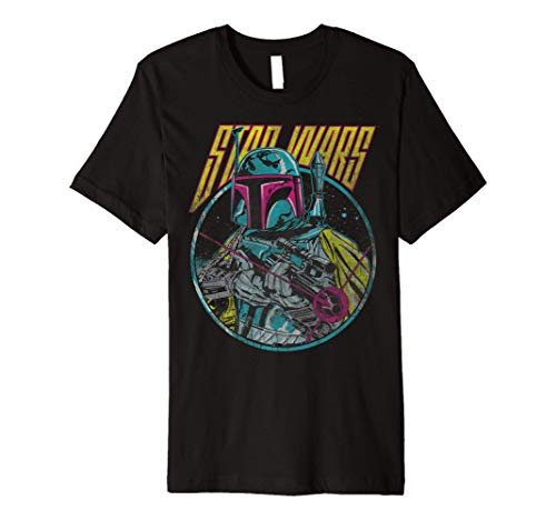 Star Wars Boba Fett Neon Blaster Vintage Premium T-Shirt