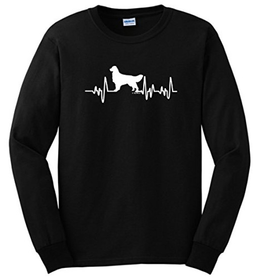 Golden Retriever Gifts for Women Golden Retriever Gifts Dog Lover Heartbeat Long Sleeve T-Shirt XL Black