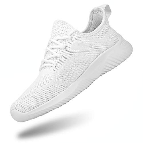 Flysocks Slip On Sneakers for Women-Fashion Sneakers Walking Shoes Non Slip Lightweight Breathable Mesh Running Shoes Comfortable All White 8