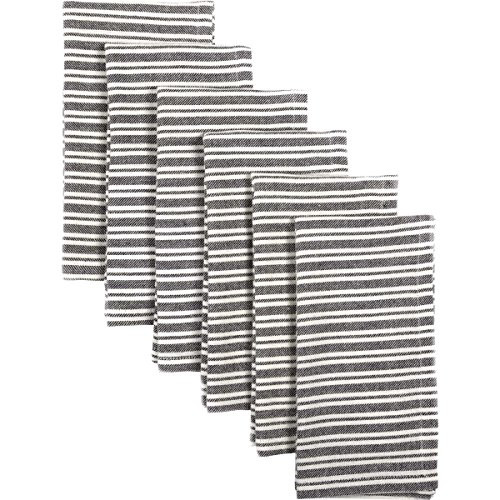 VHC Brands Farmhouse Tabletop & Kitchen-Classic Stripe Napkin Set of 6, One Size, Black VHC Brands Farmhouse Tabletop & Kitchen-Classic Stripe Napkin Set of 6, One Size, Black