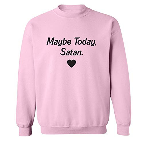 Maybe Today  Satan Crewneck Sweatshirt in Pink - Medium