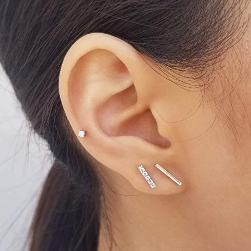 Bar Stud Earrings  Minimalist Earrings  CZ Bar Earrings  Dainty Bar Earrings  Gold Stud Earrings  Silver Simple Earrings  SALMA EARRINGS