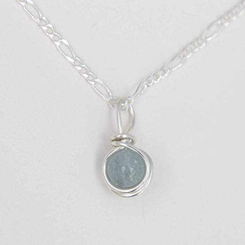 Aquamarine Necklace - 16 Inch Sterling Silver Chain Aquamarine Necklace - 16 Inch Sterling Silver Chain