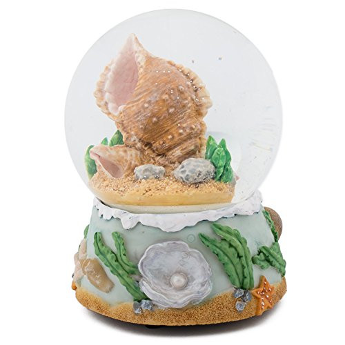 High Tide Seashells 100MM Music Water Globe Plays Tune By the Beautiful Sea