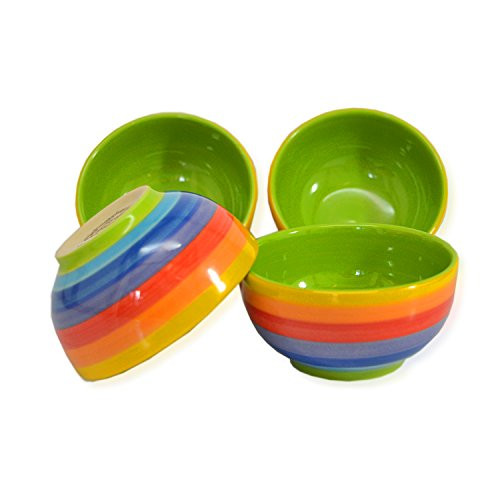 CinMin Rainbow Striped Stoneware Sauce Ceramic Bowls