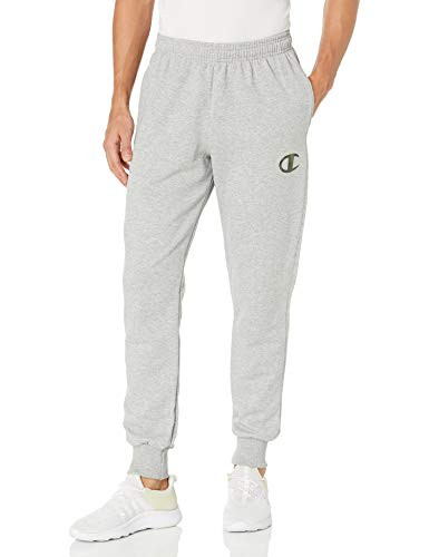 Champion Men_s Powerblend Screen Print Jogger  Oxford Gray - 3inch  Camo Filled C  Medium