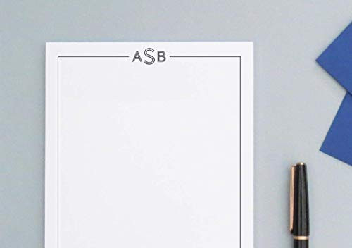Monogrammed notepad  Personalized Monogrammed notepad  Mens Letter Writing Set  Personalized Notepad Set  Monogrammed Letter writing paper  size 5.5in x 8.5in  50 sheets