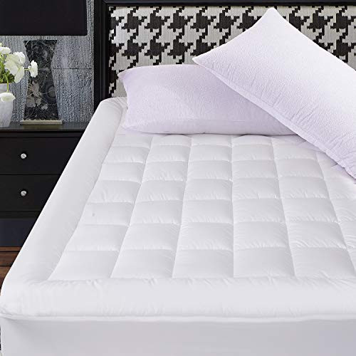 OBOEY Twin XL Mattress Pad Cover Cotton Breathable Top Pillow Top with Snow Down Alternative Fill Cooling Mattress Topper Quilted -8-21  Fitted Deep Pocket Twin XL-