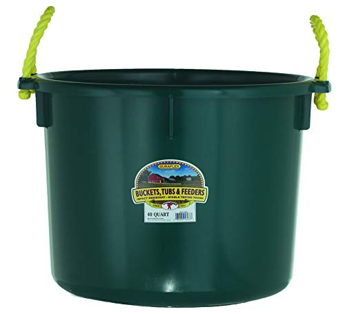 Little Giant Plastic Muck Tub -Green- Durable  and  Versatile Utility Bucket with Handles -40 Quart- -Item No. PSB40GREEN-