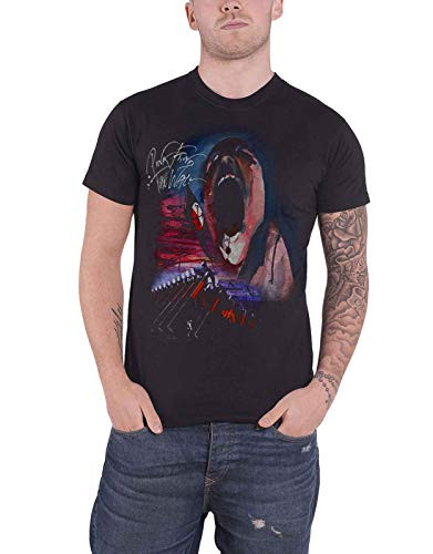 Pink Floyd T Shirt The Wall Scream And Hammers Logo Official Mens Black Size XL
