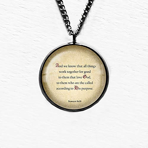 Romans 8 28 Love God According to his Purpose King James Version KJV Bible Pendant Necklace Romans 8 28 Love God According to his Purpose King James Version KJV Bible Pendant Necklace