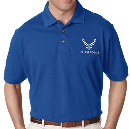 USAF U.S. Air Force Embroidered Polo Shirt -Medium- Blue