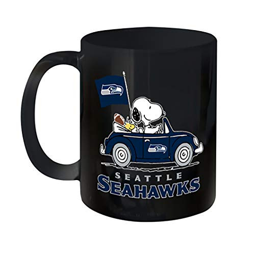 S.noopy And W.ood.stock Ride The S.eatt.le S.ea.hawks Car N.F.L Mug Coffee  Mug 11oz  15oz