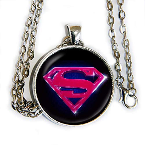 Supergirl inspired pink logo - pendant necklace - HM