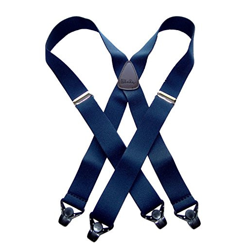 Holdup Classic Series Basic Blue XL X-back Suspenders with patented black Gripper Clasp