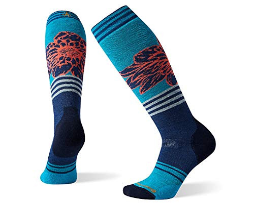 Smartwool PhD Snow Medium Traced Dahlia Pattern Alpine Blue LG -Women_s Shoe 10-12.5-