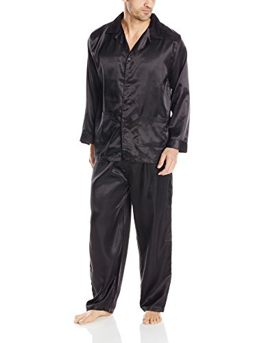 Intimo Classic Mens Satin Pajama  Black  Medium
