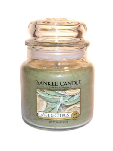 Yankee Candle Sage & Citrus Medium Jar Candle, Fresh Scent