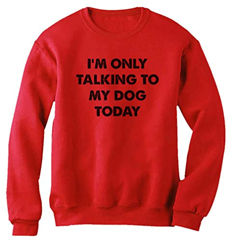 I_m Only Talking to My Dog Today Pullover Funny Introverts Sweatshirt Small Red