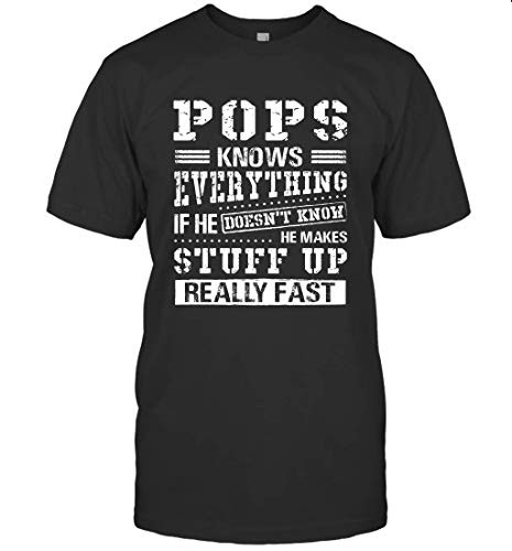 Pops Knows Everything Grandpa Father_s Day Funny Gift T-Shirt -Black S-