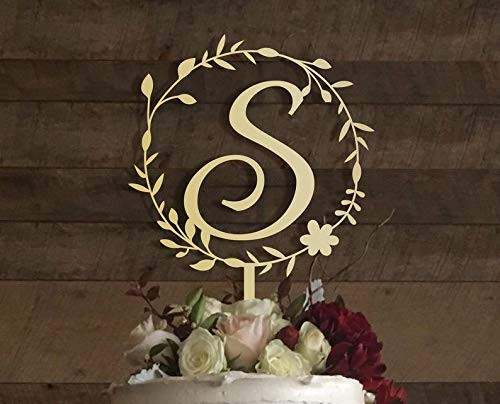 qiangjiayuren20048 s Cake Topper  Wedding Cake Topper  Cake Toppers for Wedding  Rustic Wedding Cake Topper  Wreath Cake Topper  Monogram Cake Topper s