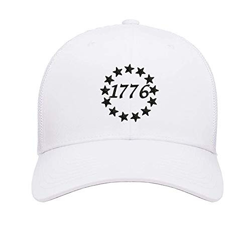 N-A White Embroidered USA 1776 Trucker Hats Dad Caps with Design Snapback Hat
