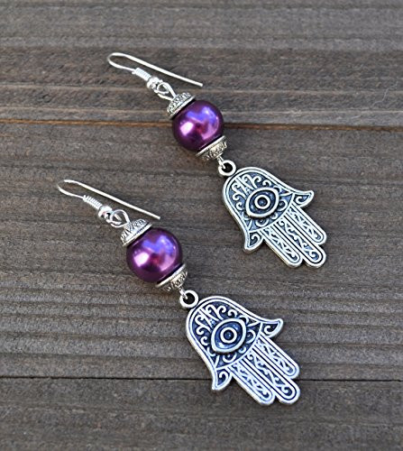 Large Hamsa Hand of God Hand of Fatima or Hamsa Hand Silver Earrings Protection From Evil Eye Palm Earrings Gypsy BoHo Style
