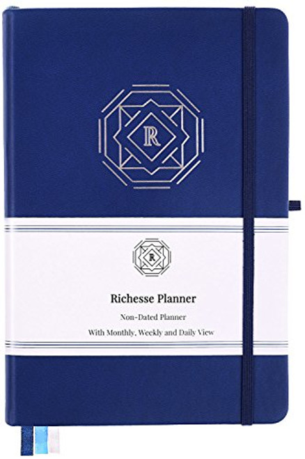 Richesse Planner - Best Daily, Weekly and Monthly Journal to Increase Productivity, Time Management, Reach Happiness and Hit Your Goals - Hardcover & A5 Undated Planner