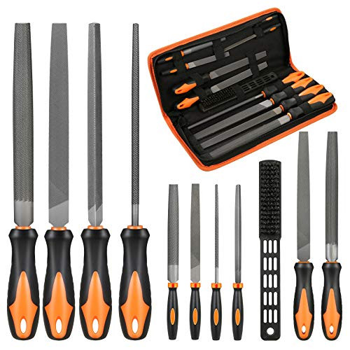 11PCS Metal File Set  Wood File  Needle File Set Includes Flat Files Round Half Round Triangle File 4 Way Wood Rasp File Wire Brush and Needle Files with Portable Case
