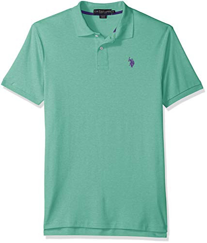 U.S. Polo Assn. Men_s Solid Interlock Short-Sleeve Polo Shirt  Palette Gren Heather-3045  Medium