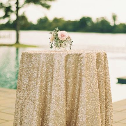 ShinyBeauty Sequin Tablecloth-60in Round-Matte Gold