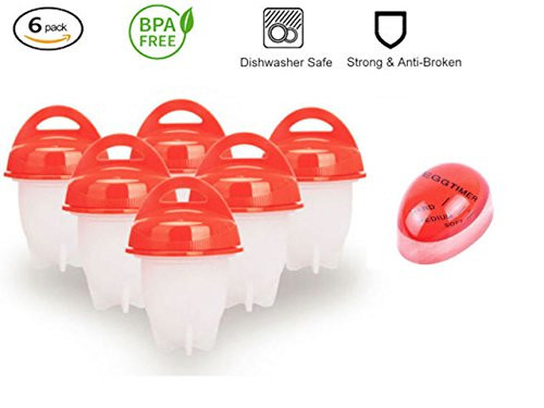 Egg Cooker- Hard Boiled Eggs Without The Shell & Soft Maker, BPA Free,Non Stick Silicone,Poacher,Steamer,Eggies AS SEEN ON TV (6PACK)+FREE Egg Timer (By TOP COOKERS). Egg Cooker- Hard Boiled Eggs Without The Shell & Soft Maker, BPA Free,Non Stick Silicone,Poacher,Steamer,Eggies AS SEEN ON TV (6PACK)+FREE Egg Timer (By TOP COOKERS).