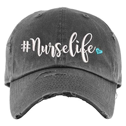 Nurselife Hat - Distressed Baseball Cap OR Ponytail Hat - Nurse Baseball Hat - Nurse Hat