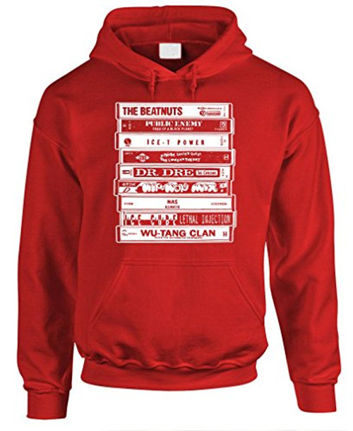Hip HOP Artists Cassettes Old School Rap - Pullover Hoodie  Red  XL